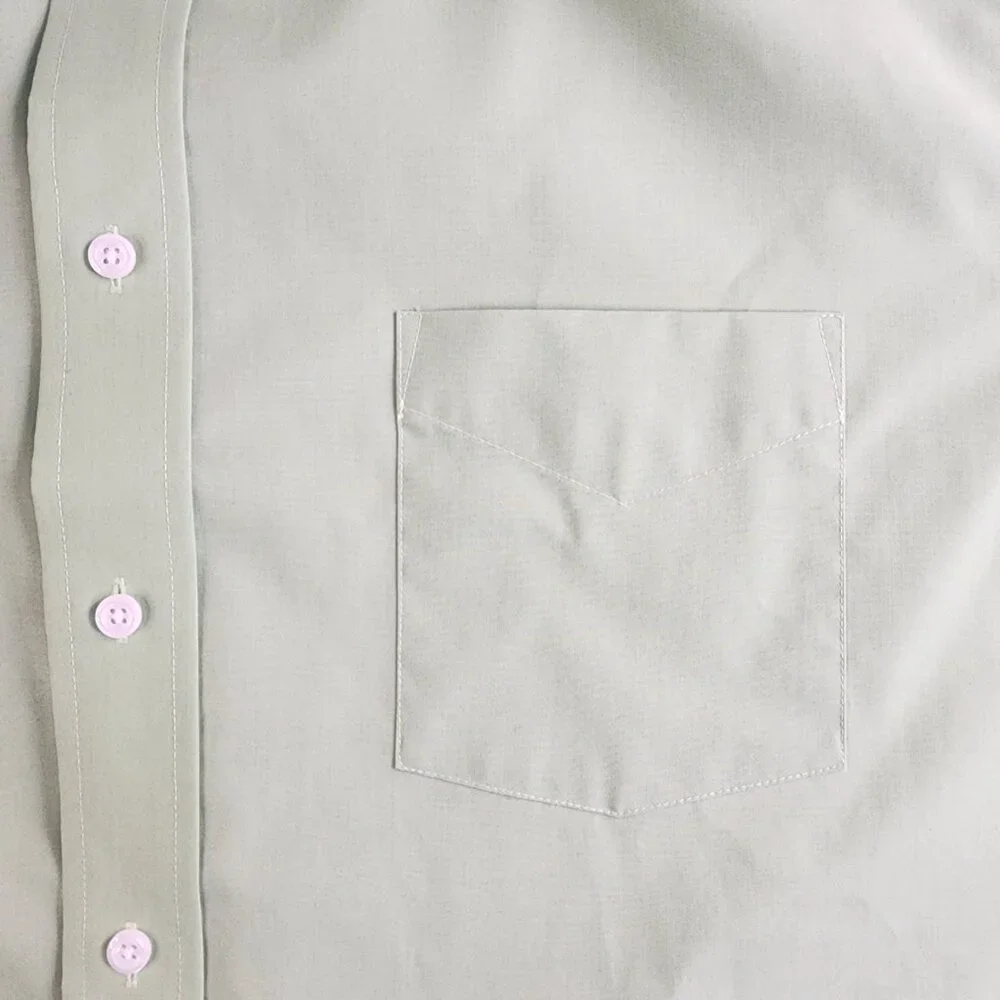 Mens Stafford Performance Lime Green Button Up dress shirt 17 1/2 XL S/S Fun - Picture 8 of 9